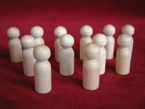 12  No. 8 Small Boy Peg Dolls Unfinished Hardwood