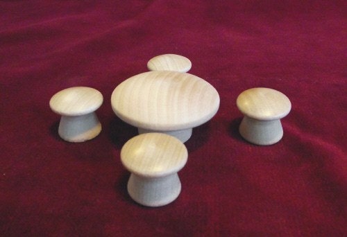 Doll Furniture, Set No. 2 of Drawer Pull Table and Chairs, Unfinished