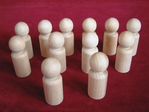 12 No. 5  Large Boy or Man Peg Dolls Unfinished Hardwood