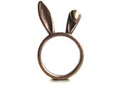 Bronze Bunny Ears Ring, bunny ring, animal ring, cute ring, Kawaii ring, rabbit ears, hare, ears ring, animal jewellery, whimsical jewelry