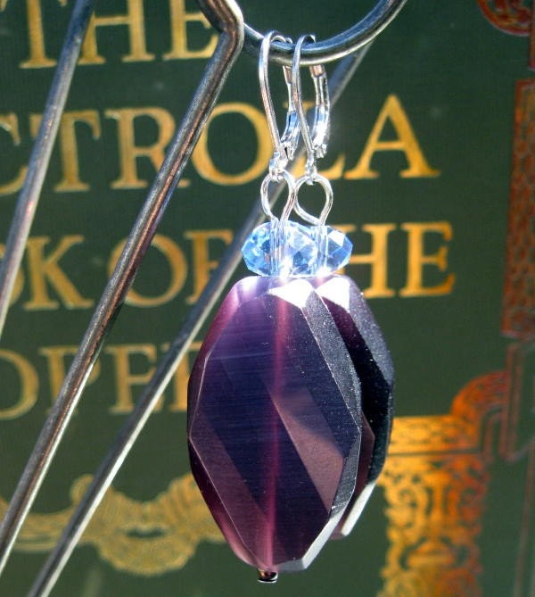 Plum twist glass and crystal earrings