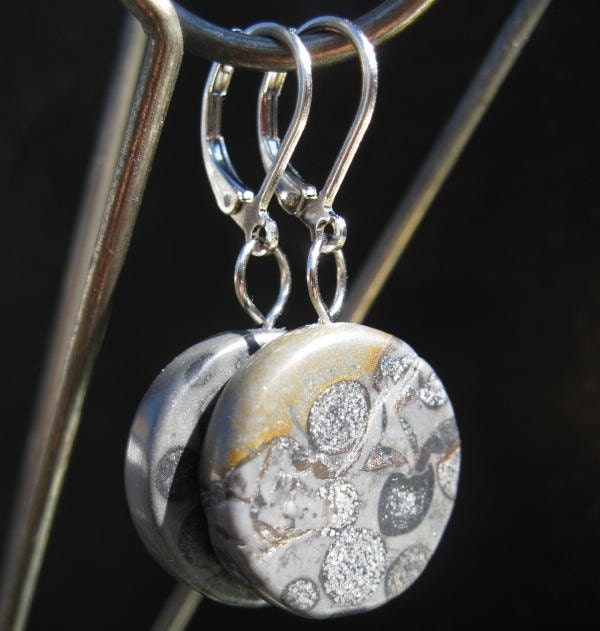 Leopard jasper coin earrings