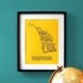 Over-the-Rhine Cincinnati Building Footprint Print in Graphite on Yellow with FREE SHIPPING