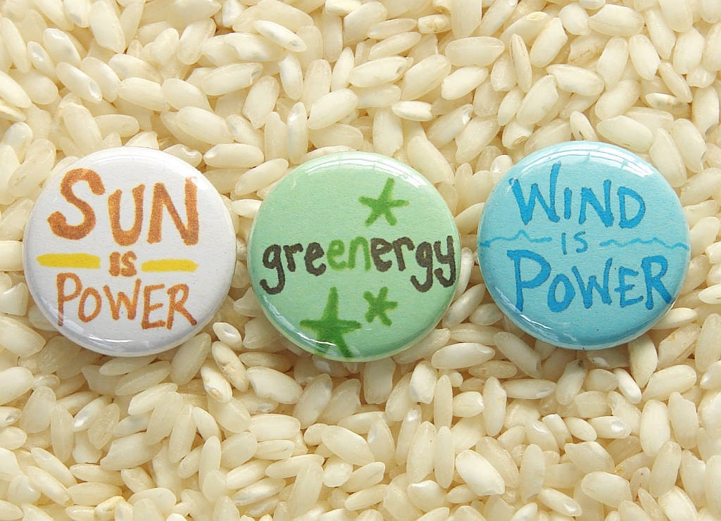 Green Energy Buttons - Set of 3