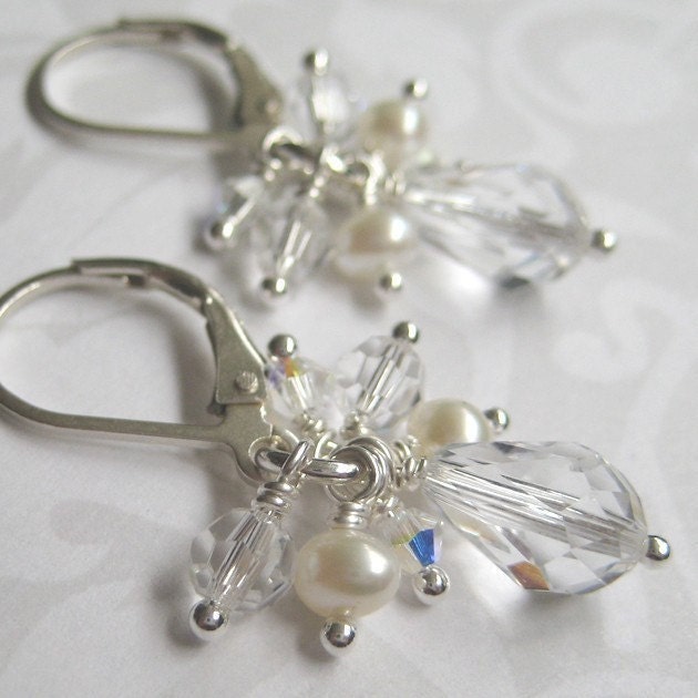 Earrings - Clear Crystal Cluster