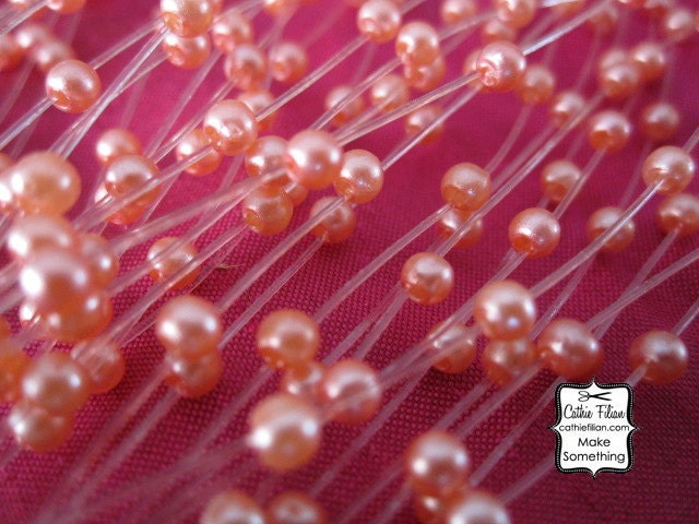 coral pearl spray - Beaded Flowers for Altered Couture - Millinery - Wedding - peach orange