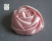 Pink Satin Fabric Flower - Rose - Millinery, Altered Couture, Hair Flowers, Pin