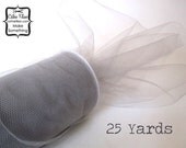 Silver Grey Tulle - 25 Yards - 6" - favors, streamers, pom-poms, tutus, weddings, showers, party decoration, bows