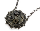 Steampunk Jewelry Necklace Vintage INDUSTRiAL GRUNGE Pocket Watch NIHILIST  Mens Womens Cool GEARS - Steampunk Jewelry by edmdesigns