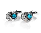 Steampunk Mens Silver Watch Cufflinks Jewelry by edmdesigns GRUEN Ruby Jeweled Cuff Links TURQUOISE Stone STuNNING Gift Weddings Groom