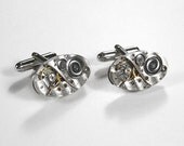 Steampunk Cufflinks Vintage ELGIN Pinstripe Oval Mens Watch Cuff Links TORCH SOLDERED Weddings Gift - Steampunk Jewelry by edmdesigns
