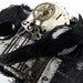 Steampunk Cuff Hardcore GOTHIC Wrist Cuff Black Leather 3D Raven Cage Clock Text Transfer AWESOME - Steampunk Clothing by edmdesigns