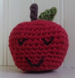 Apple Amigurumi Play Food For Toddlers--Organic Cotton Crochet