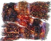 Hand Knit Scarf - Purple Orange Black Red 'Amethyst Embers and Ashes'