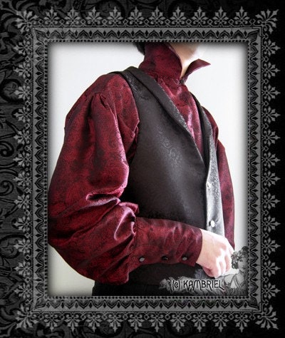 Red and Black Jacquard Bastian Shirt by Kambriel
