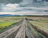 Art Original Oil Painting Landscape Road Fournier Canada Appalachian Quebec " The Gravel Road " 24" x 30"
