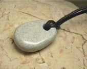 SALE Faux stone pebble polymer clay pendant with adjustable necklace
