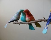 Bird Mobile Custom  7 colorful Birds on natural tree branches personalized just for you