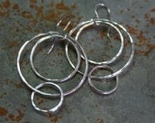 Sterling Silver Hoops Interlocking Hammered Circles, Eternity Hoops