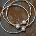Pearl Sterling Silver Bangles, Stacking Bracelet, Stackable Set of 3 White Pearl
