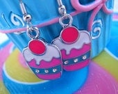 SALE Sweet cupcake earrings with tiny rhinestones