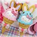 Hello kitty kawaii sweet ice cream cone bunny pen necklaces with star bow waffle cookie ears and pink purple pastel beaded chain