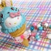 Hello kitty kawaii sweet ice cream cone bunny pen necklaces with star bow waffle cookie ears and pink purple pastel beaded chain