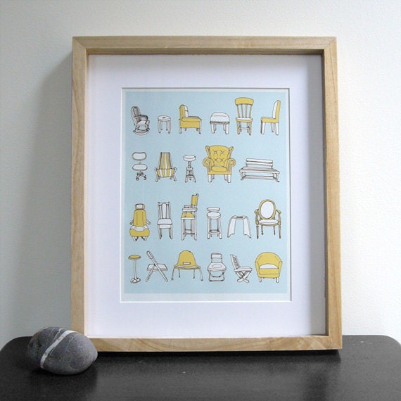 23 Chairs - Digital Print / Wall Art / Illustration