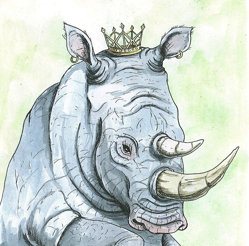 Rhino Queen 8x10 hand painted print