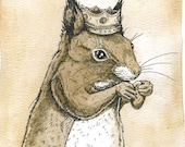 Squirrel King  5x7 Sepia Print