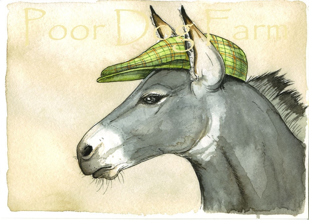 ACEO signed PRINT - ASS in a hat
