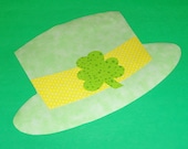 Fabric Applique TEMPLATE Pattern ONLY St Patrick Day Leprechaun HAT With Shamrock...New