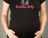 I Love My BUDDHA BELLY, Black Maternity Tshirt