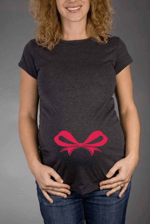 Wrapped with a Bow Charcoal Short Sleeve Maternity T-shirt