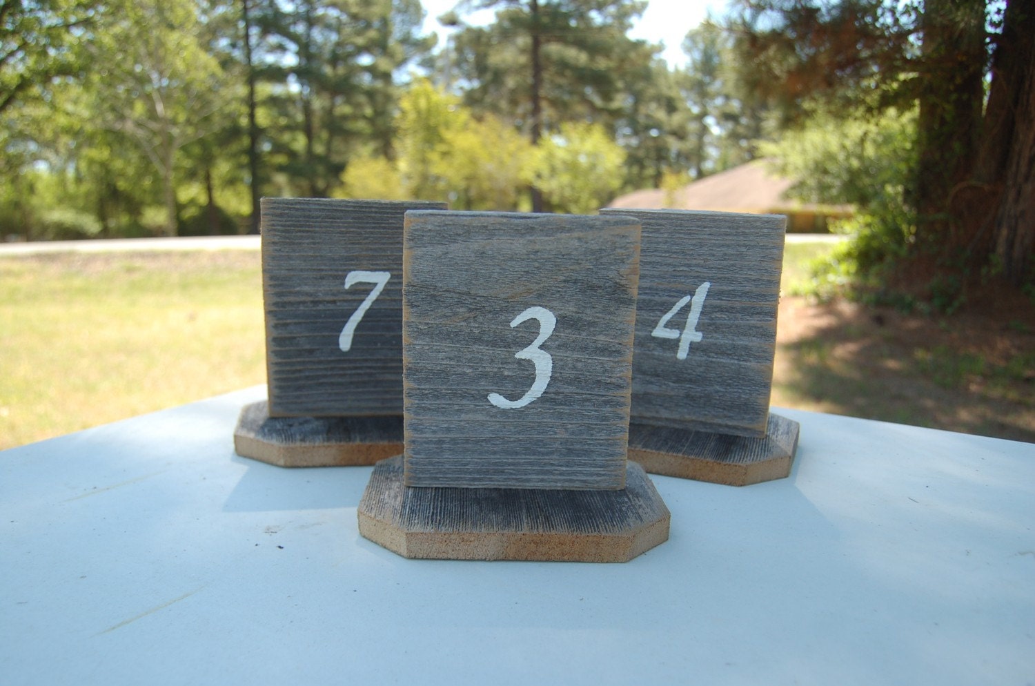 Table Numbers Rustic Wedding Table Decorations Recycled Wooden Table Numbers. Great for Wedding or Party  "Sample"