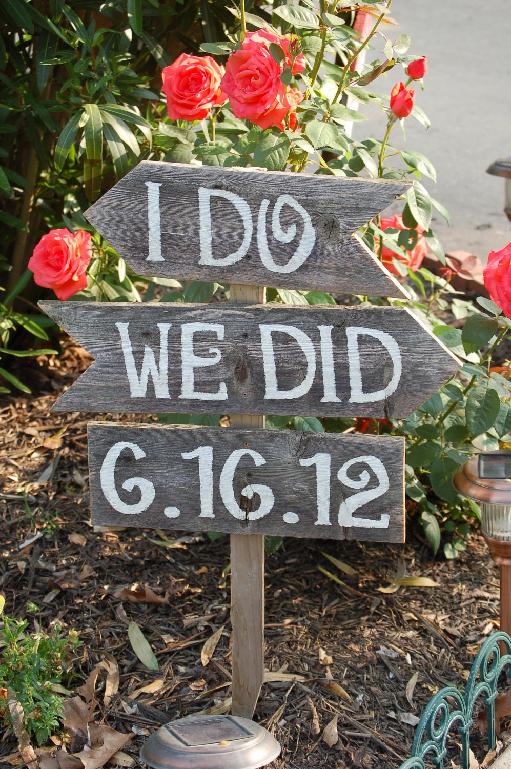 I do We Did Wedding Date Signs Directional Arrow Sign Painted Wedding Signs. Rustic Wedding signs, Wood Wedding Signs