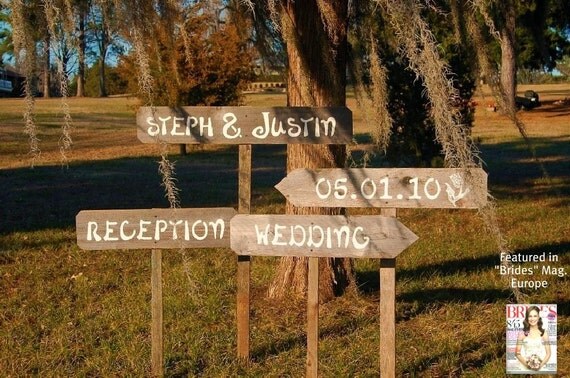 Wedding Signs WITH Stakes, Outdoor Wedding Decorations. Wooden Wedding Signs, Rustic Wedding, Country Wedding, Shabby Wedding, 4 Signs