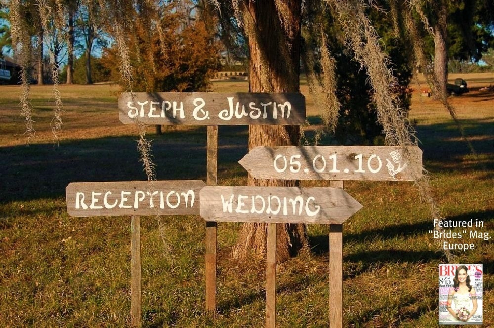 Wedding Signs WITH Stakes, Outdoor Wedding Decorations. Wooden Wedding Signs, Rustic Wedding, Country Wedding, Shabby Wedding, 4 Signs