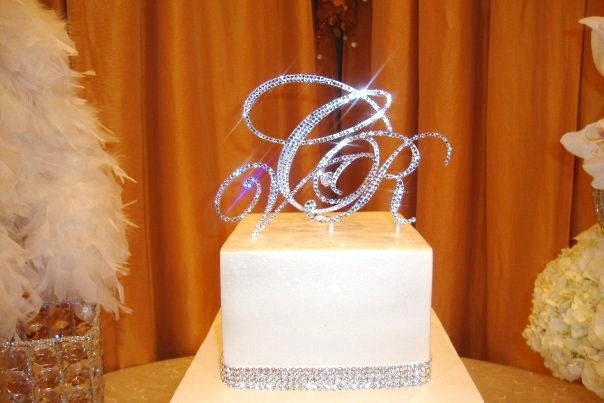 Swarovski Crystal Triple Monogram Cake Topper Set 10% DISCOUNT 5" with 3" ANY LETTER from the alphabet