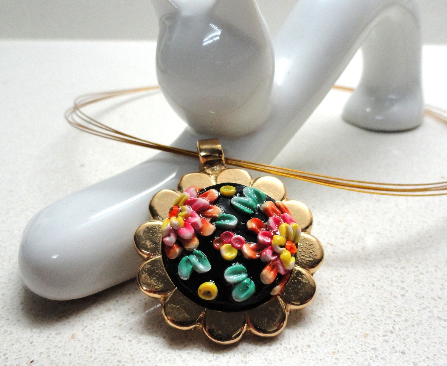 Jewelry necklace -handmade of polymer clay pendant by Artefyk