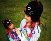 Hip Cat Child and 18-Inch Doll Kitty Hats (pdf knitting pattern)