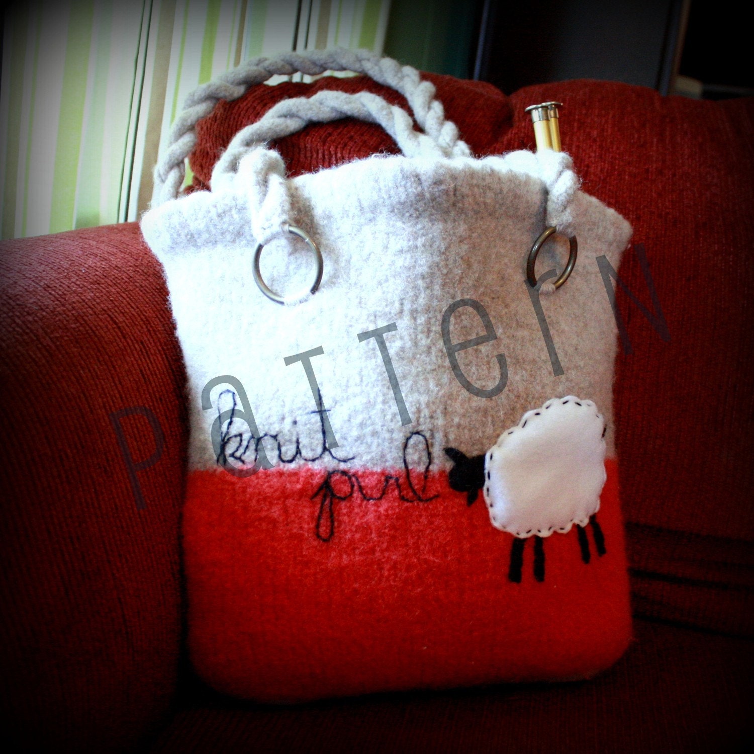 Knit Purl Knitting Project Bag (pdf pattern file)