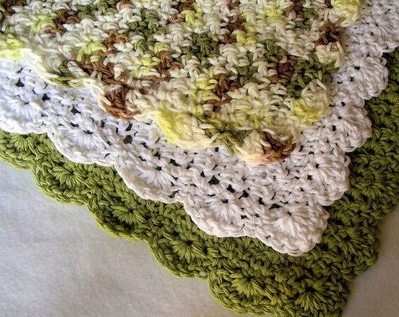 Spa Cloth Set of 3 in Pistachio, White and Olive Sprinkles