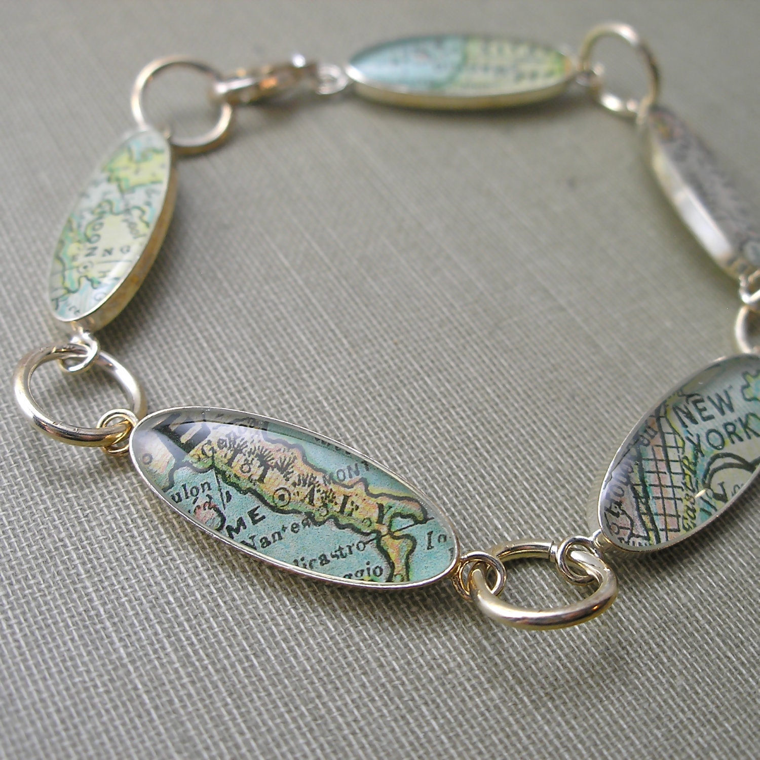 As Seen in Southern Lady 2012 Holiday Gift Guide - Antique 1800's World Map Charm Bracelet by DLK Designs