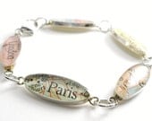 Charm Bracelet Map Sterling Silver, You Select Any 5 Places from Around the World, will you be my bridesmaid