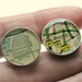 FALL SALE - 25 PERCENT SAVINGS - Vintage Map Sterling Silver Round Cufflinks. You Select the Journey.