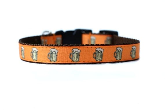 5/8 or 3/4 Inch Wide Dog Collar with Adjustable Buckle or Martingale in Beer an Exclusive Design