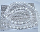 White freshwater pearl and sterling silver necklace