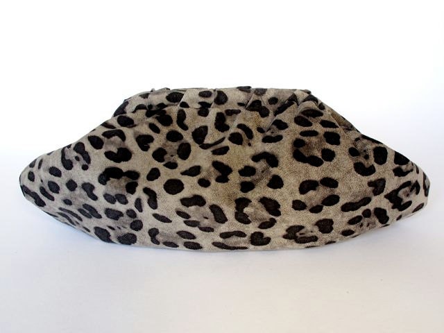 SALE-Summer Clutch 50% off- Grey Cheetah Print Suede Leather