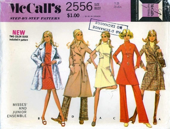 McCall's 2556 dress coat, pants sewing pattern Bust 34